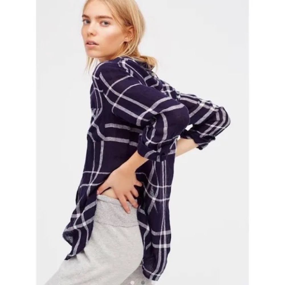 Free People Rails navy plaid button up - Picture 4 of 6